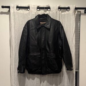 Jos. A. Bank Black Leather Military Jacket